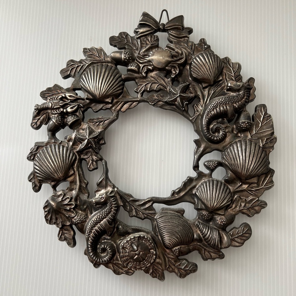 Brass table top wall hanging trivet Sea Shell pattern UK REG 2040312